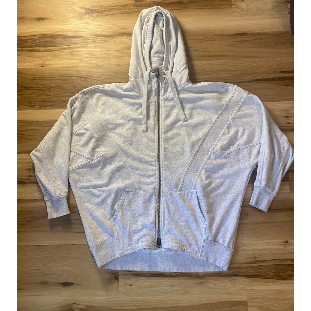 Bo&Tee Womens Marl Grey Oversized Zip Up Hoodie Paneled Sweatshirt L/XL Full-Zip